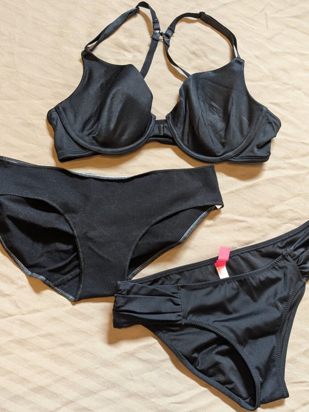 Black Bikini Bathing Suit with Two Bottoms New with Tags